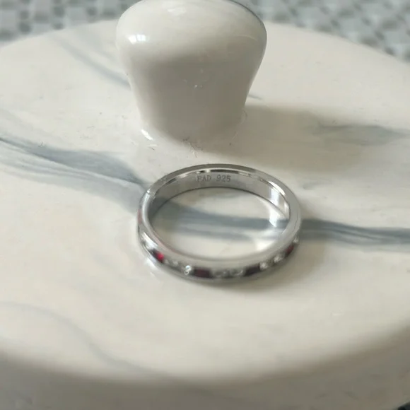 Vintage Silver 925 Stackable ring size 6.5 Ruby Red Stones - Picture 8 of 11